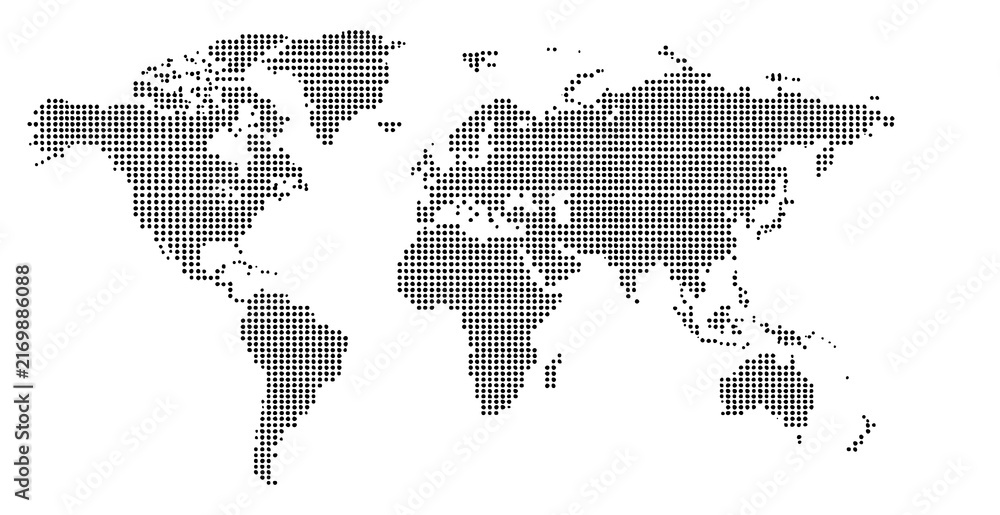Fototapeta premium Grey dotted world map minimalist vector illustration isolated on white background