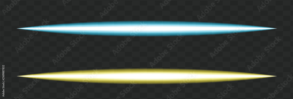 Fototapeta premium Two Elegant Horizontal Light Waves in Cyan Blue and Golden Yellow with Soft Glowing Centers on Dark Background, Modern Abstract Energy Effect for Technology, Branding, Wedding and Creative Design
