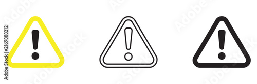 Warning icon. Alert triangle symbol. Caution sign. Simple pictogram for danger, attention, hazard, error, safety, notification, security and interface design.