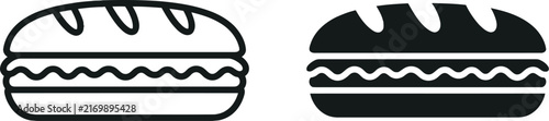 Hamburger and hotdog silhouette icons on a white background