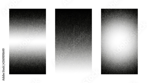 Grainy gradient. Grunge stipple spray effect with overlapped gradients texture for retro poster banner, abstract digital sand particle overlay, wallpaper background set