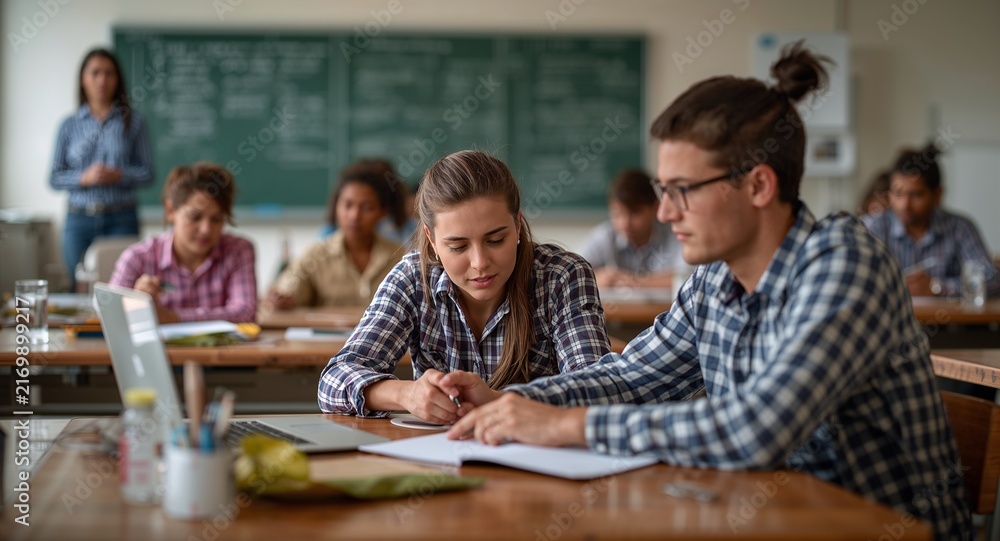 Fototapeta premium An engaging classroom setting portraying agro training programs with trainees participating in � Education and Learning Concept for Academic and Student Success