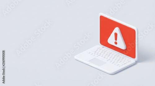 Laptop warning alert icon representing cybersecurity risk