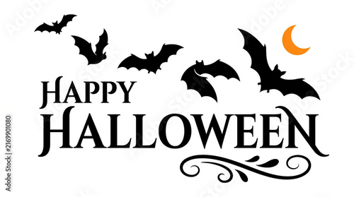 Black silhouette bats flying around 