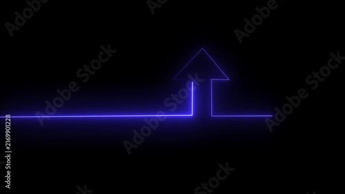 The neon shine up arrow glows brightly in vibrant shades of green and yellow. Its sleek design exudes energy, symbolizing upward movement 4k video..