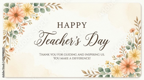 Floral Teachers Day Greeting Card