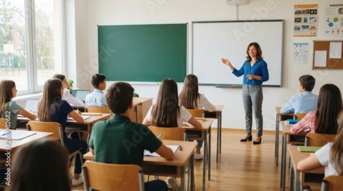 Teacher Teaching at Chalkboard