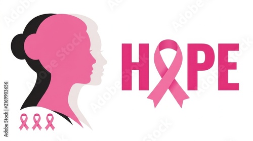 Hope breast cancer awareness graphic with pink ribbon