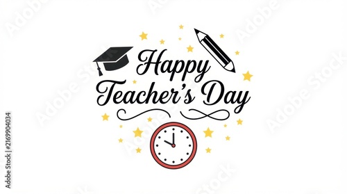 Happy Teachers Day elegant white greeting card
