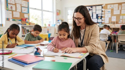 Teacher Helping Girl Student