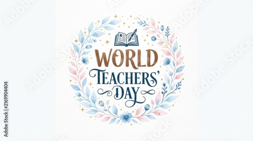 World Teachers Day circular educational greeting illustration