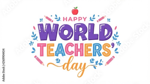 Colorful Happy World Teachers Day typography greeting