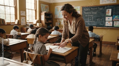 Teacher Helping Student Illustration