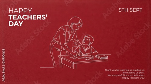 Happy Teachers Day Red Banner