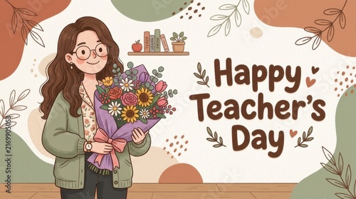 Happy Teachers Day Woman Illustration