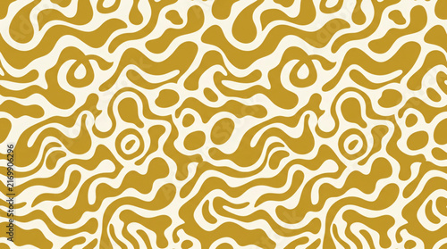 Abstract Liquid Seamless Pattern Retro Gold Yellow Background