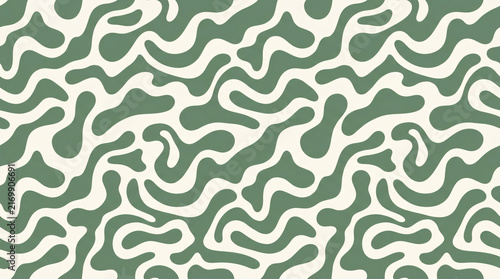 Green Abstract Seamless Pattern Wavy Organic Camo Background
