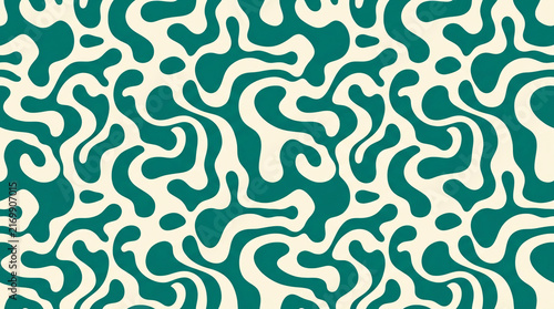 Green Cream Abstract Wavy Seamless Pattern Vector Background