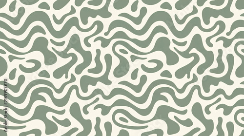 Abstract Wavy Seamless Pattern Sage Green Background Vector
