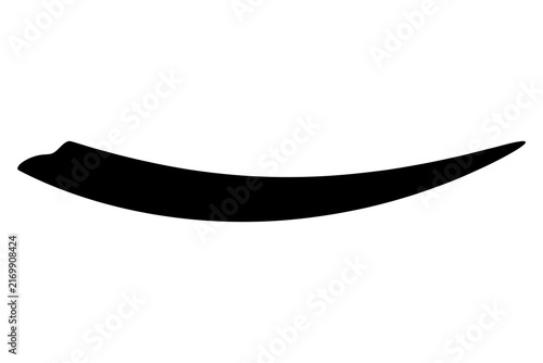 Single curved black silhouette representing a simple abstract shape on a white background for graphic design