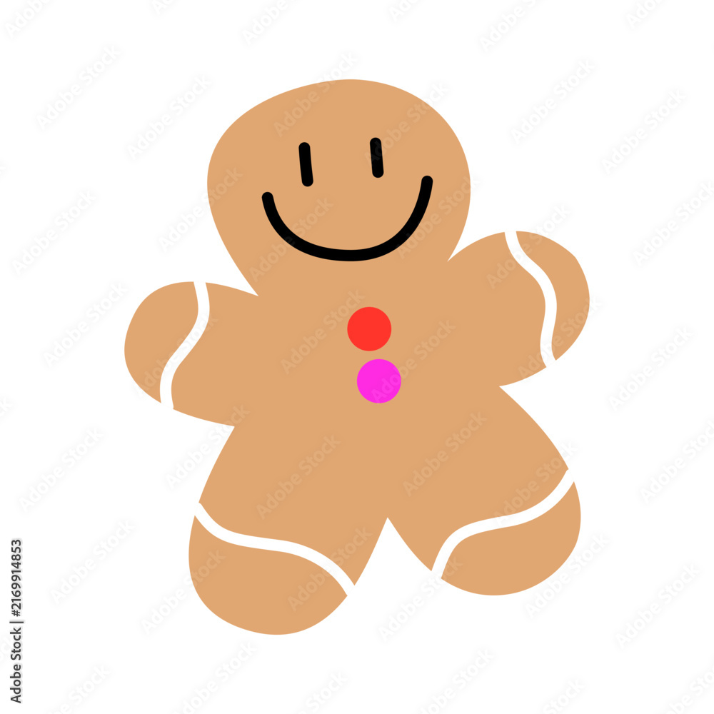 Obraz premium Gingerbread man cookie character vector illustration. Christmas holiday cookie clipart isolated.