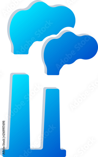 3D Industrial Pollution Icon for Environmental Monitoring and Factory Emission Control Isolated on Transparent Background