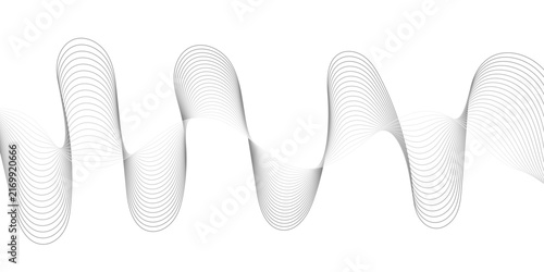 Foto Abstract flowing wave pattern composed of thin, parallel grey lines on a transpa
