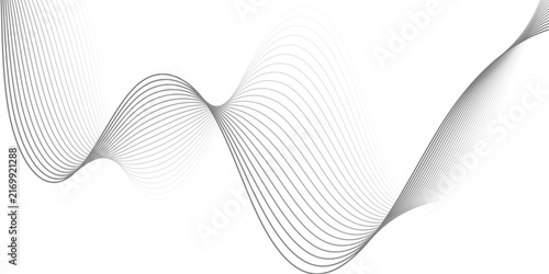 Bild auf Leinwand Abstract flowing wave pattern with parallel grey lines on a white background, dy