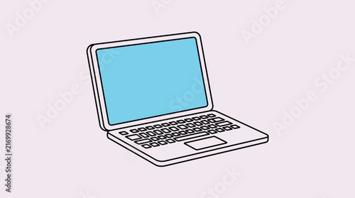 Simple hand drawn illustration of a modern laptop computer.