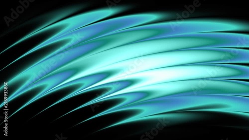 Abstract cyan and blue glowing liquid waves animation on black background