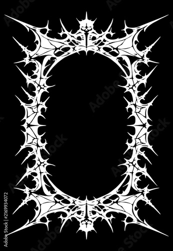Obraz na płótnie Dense Thorn Cartouche Frame with Small Skull Crest and Aggressive Neo Tribal Spi