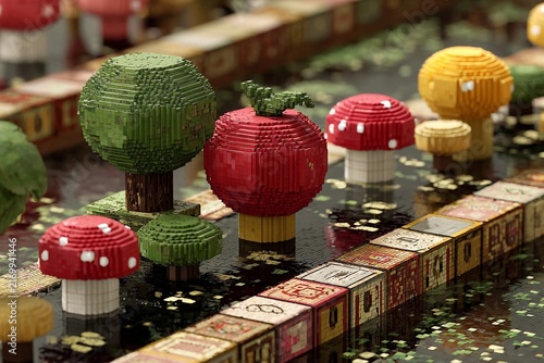Pixelated Adventure Unfolds in a Vibrant Arcade Garden Generative AI