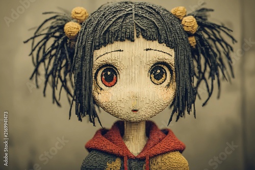 Charming Character With Big Eyes and Playful Hair in a Vibrant Setting Generative AI