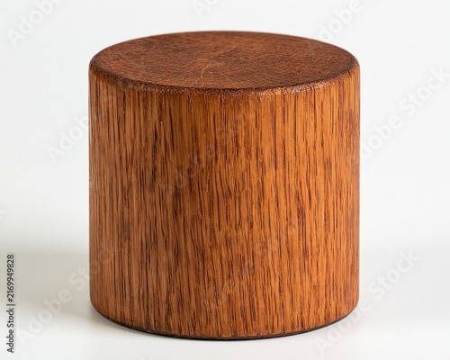 Round, wooden cylinder with smooth surface and natural wood grain.
