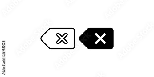 Obraz na plátně Back arrow icons black outline and solid black representing delete cancel or return actions