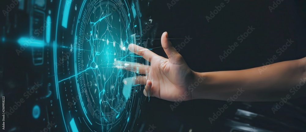 Fototapeta premium Synthetic Intelligence Network – Futuristic visualization of an interconnected artificial intelligence ecosystem combining neural computing, digital communication and intelligent data networks.