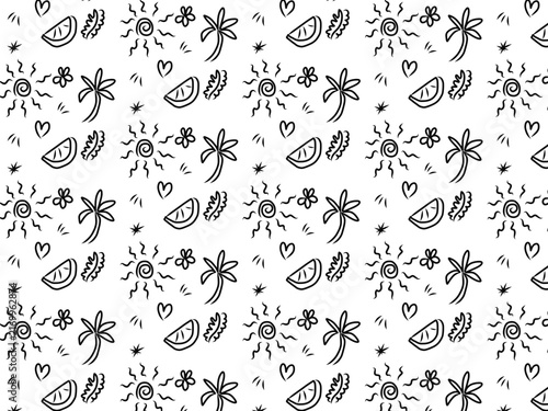 Summer doodle pattern hand drawn