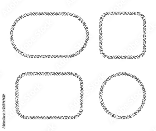 Black Vintage Flourish Geometric Frames Oval Square Rectangle Circle Ornamental Borders Set PNG