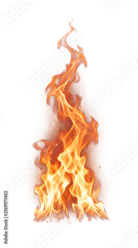 Realistic Burning Fire Flame Isolated on White Background