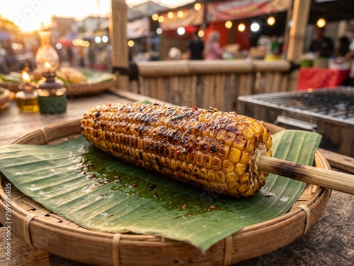 Indonesian Grilled Corn on the Cob, Traditional Street Food Snack