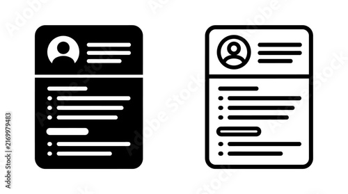 Professional resume or curriculum vitae document vector icon design with curriculum