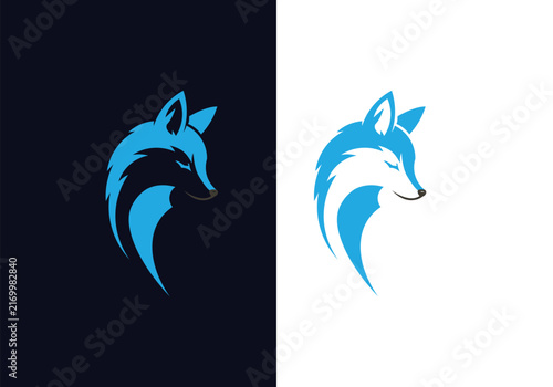 Minimalist Fox Logo, Fox Head Color and Outline Illustration Set vector editable Design