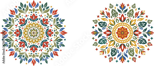 Detailed ornate mandala designs with floral motifs vector art