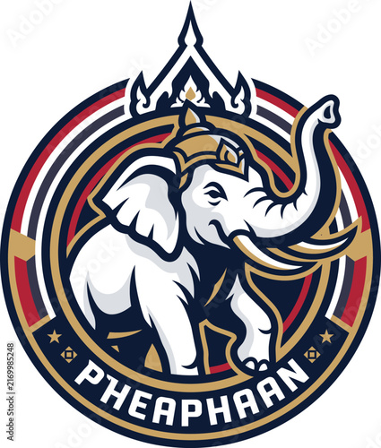 Pheaphaarn elephant athletic club emblem and sports logo vector