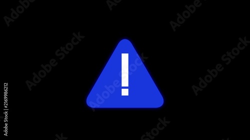 Blue warning triangle exclamation mark icon on dark background