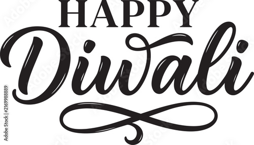 Happy Diwali Bold Calligraphy with Infinity Swash