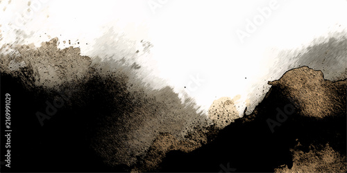 Принти на полотні Ink Wash Mountain Landscape An abstract ink wash painting evokes a majestic mountain range with a sense of serene solitude and profound depth, using minimal brushstrokes to suggest natural grandeur