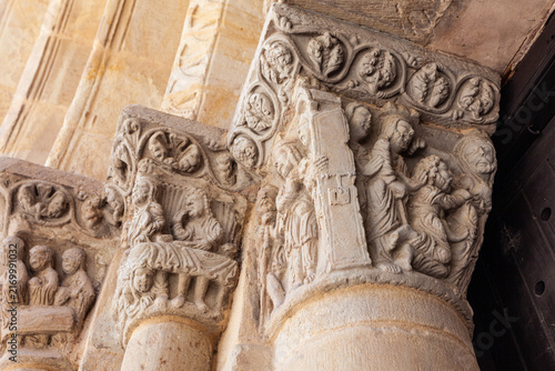 Canvas Print Detail of the Romanesque facade of the church of San Juan de Rabanera, Soria, Ca