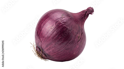Bild auf Leinwand Fresh whole red onion with papery purple skin isolated on transparent background closeup