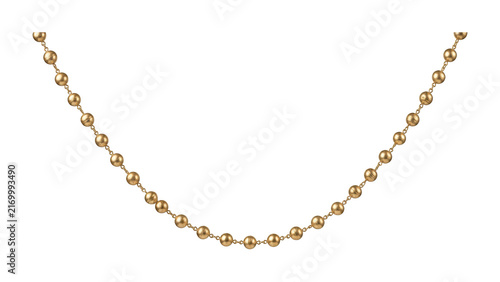 Foto Golden Spherical Bead Chain Hanging In Gentle Curve For Jewelry